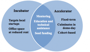 Venn Diagram of incubators and accelerators